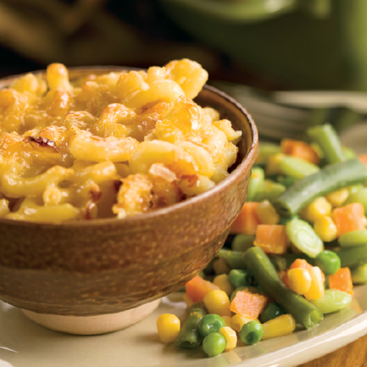 Macaroni and Cheese with Glazed Vegetables