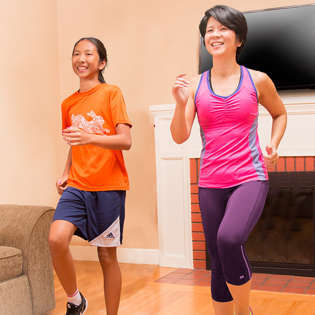 Photo of Champion family exercising.