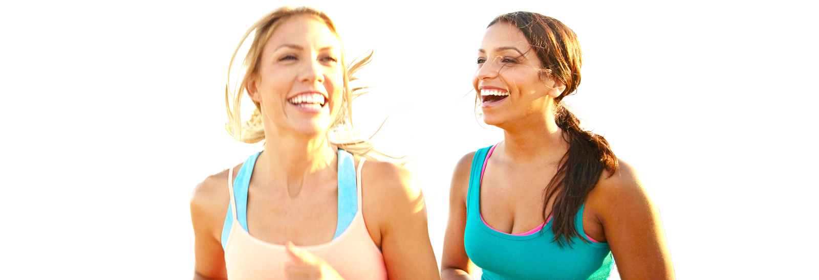 Photo of two women running.